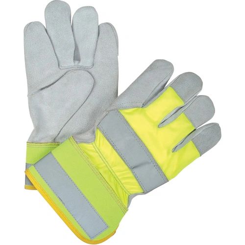 SED160 High Visibility Split Cowhide Fitters Gloves, LARGE