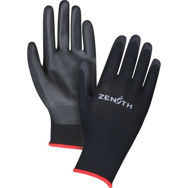 SAX694 Lightweight Polyurethane Palm Coated Gloves 13GAUGE Knit Wrist Dry Grip (XS-2XL) ZENITH COLOR: BLACK