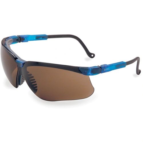 SN222 Genesis Safety Glasses #S3241X ANTI-FOG/ANTI-SCRATCH CSA Z94.3 VAPOUR BLUE FRAME BROWN LENS UVEX BY HONEYWELL
