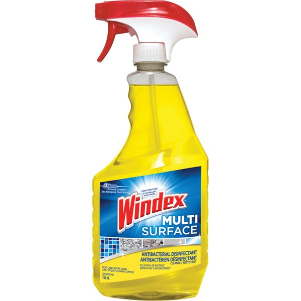JK658 Windex® Multi-Surface Antibacterial Disinfectant 765 ml TRIGGER SPRAY Bottle Kills 99.9% of Household Bacteria