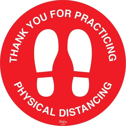 SGU322 "Thank You for Practicing Physical Distancing" Vinyl Flat Floor Sign 17" x 17" ADHESIVE ZENITH