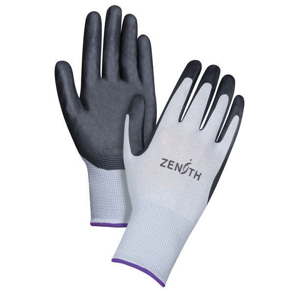 SBA611 Nitrile Foam Dipped Palm Coated Gloves, Lightweight 13-gauge Superior dexterity Level 5 Knit Wrists (SZ 6-11) ZENITH