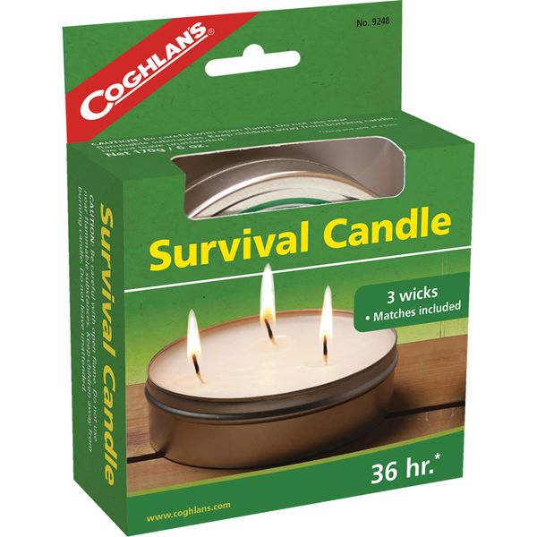 SGO060 Survival Candle 3-Wick 36 hours burning or 12 hours using all 3 at once COGHLANS
