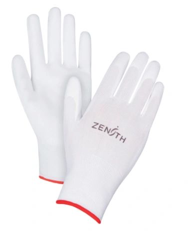 SAO161 Lightweight Polyurethane Palm Coated Gloves 13GAUGE Knit Wrist Dry Grip (XS-2XL) ZENITH COLOR: WHITE