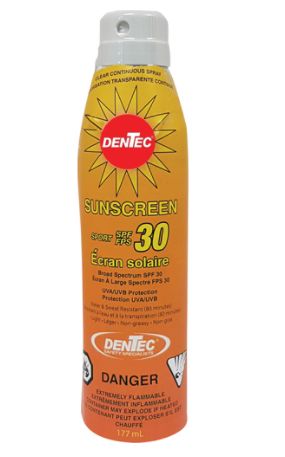 JH417 SPF 30 Sunscreen 6oz Aerosol Can Water-Resistant PABA free Dentec