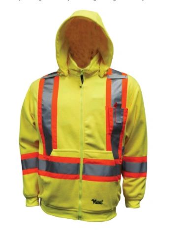 SDP424 Safety Fleece Hoodie Sweater.Hi-Vis LIME 2" Vi-Brance® reflective tape in 4" WCB Thermal protective layer VIKING ALLIANCE PLASTICS #6420JG