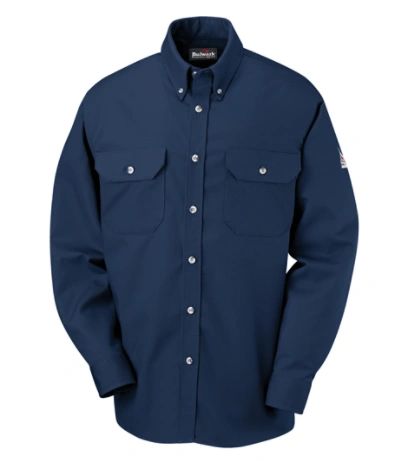 SED628 Flame-Resistant Cool Touch® 2 Button Front Deluxe Shirts Navy Blue Arc Rating: 10.1 cal/cm² NFPA #2112 BULWARK (SML-2XL)