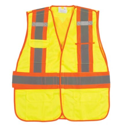 SGF140 Flame-Resistant Surveyor Vest, High Visibility Lime-Yellow, Medium, Polyester, CSA Z96 Class 2 - Level 2 ZENITH