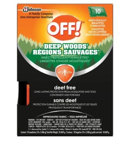JL955 Insect Repellent Deep Woods® OFF! DEET-Free Towelette, 34gr SC JOHNSON 10/PACK