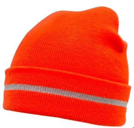 SGI135 High Visibility ORANGE Knit Hat with Reflective Stripe (Black Available)
