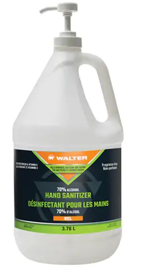 JO116 Hand Sanitizer, Gel 70% Alcohol Unscented #53K345 WALTER SURFACE 3.78 L/BTL