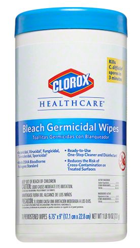 JO330 Healthcare® Disinfecting Bleach Wipes, 9"x 6.75", 70Wipes/Cannister #35309 CLOROX