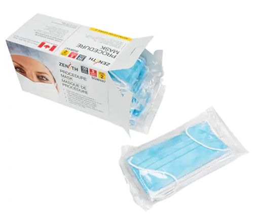 SGW447 Disposable Procedure Face Masks 3 Layers of Breathable Non-woven Fabric Latex-Free 50/Box [5 PACKS OF 10] ZENITH