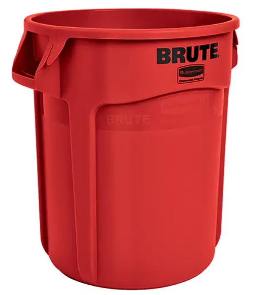 JD629 Waste Container, Extra Strong Rough Plastic, 20US gal. #FG262000 RED RUBBERMAID Vented Brute®