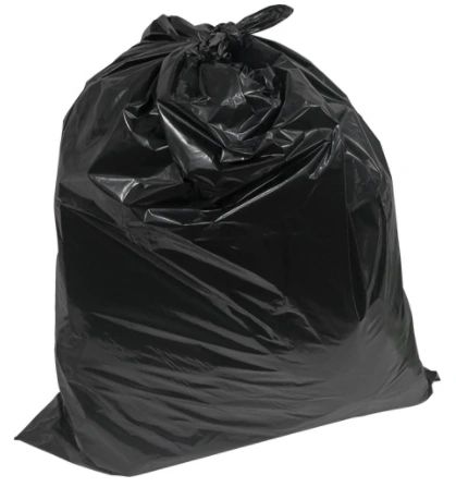 JM675 Garbage Bags, 26"W x 36"L Strength: STRONG , Recycled Material 0.9mils Thick BLACK 200/Box RMP