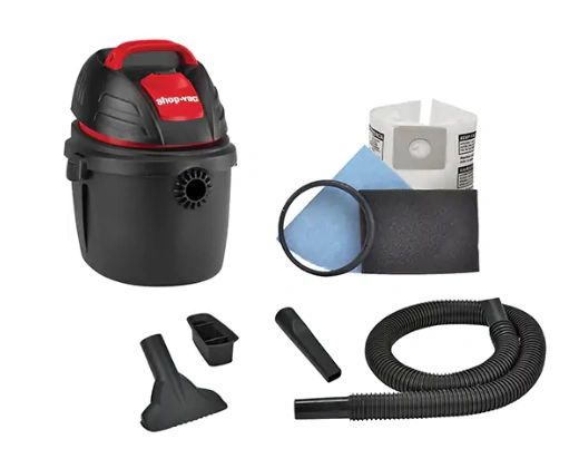 EB333 Vacuum, SHOP VAC Portable Wet-Dry, 2.5 HP, 2.5 US Gal. (9.5 Litres) Also Wall-mountable #9303511 Includes Accessories