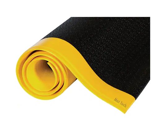 SDP142 Mats, Pebbled, 3' x 2' x 3/8", Black/Yellow, PVC Sponge Anti-Fatigue #FP2436YB MAT TECH Tuff-Spun®