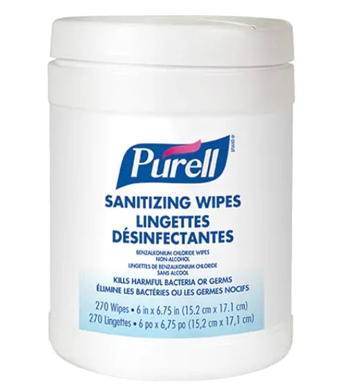 JD602 Alcohol Hand Sanitizing Wipes, Canister Dye & Fragrance Free #9113-06-CAN00 PURELL 270 Wipes/Canister