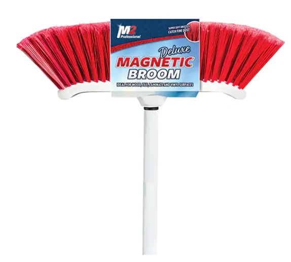 JL807 Venus Curved Magnetic Broom, 48" Long White Metal Handle with 10-1/2" Block Length Bristle made with PVC #BM-4200-RD M2 PROFESSIONAL