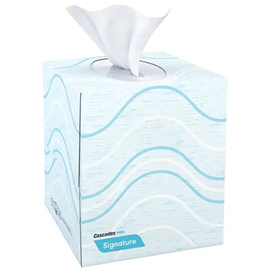 JK681 Facial Tissue, 2 Ply, 8"Lx 8"W, WHITE 90 SHEETS/BX #F710 CASCADES Pro Signature 36BX/CASE