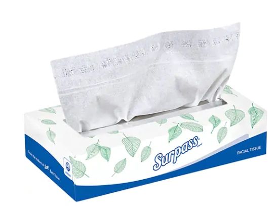 NB914 Facial Tissue, 2 Ply, 8.3" L x 7.8" W, 100 Sheets/Box #21340 KIMBERLY-CLARK Surpass® SOLD PER BOX OF 100