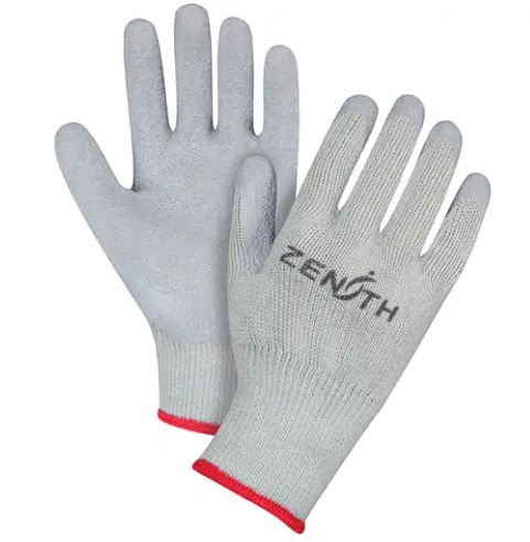 SAN431 Gloves Palm Coated, Rubber Latex Coating, 10 Gauge, Polyester/Cotton Shell (SZ8-11) ZENITH SAFETY