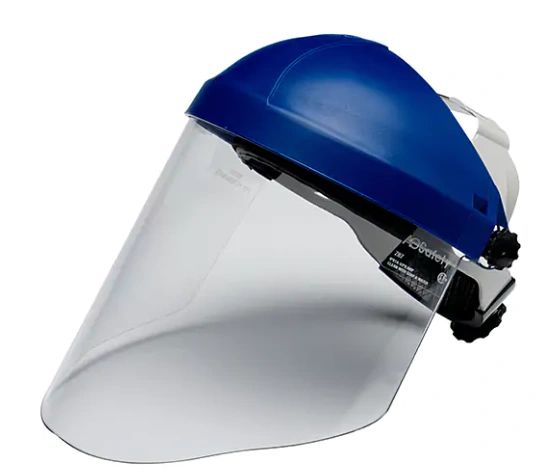 SDA135 3M H8A Headgear WP96 Faceshield Height: 9" Width: 14-1/2" Thickness: 0.08" Material: Polycarbonate 3M #82783-00000 (Faceshield Included)