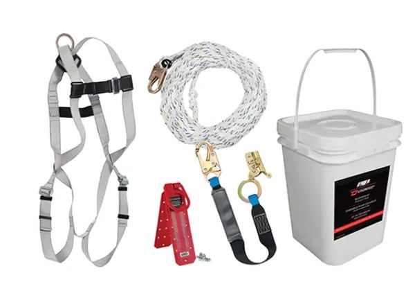 SGW578 Fall Protection Kit, Roofer's Kit 3-Point Adj Harness Buckles 1 back D-ring, 2 Tear-Away Lanyard #FPRK099Y50 DYNAMIC SAFETY