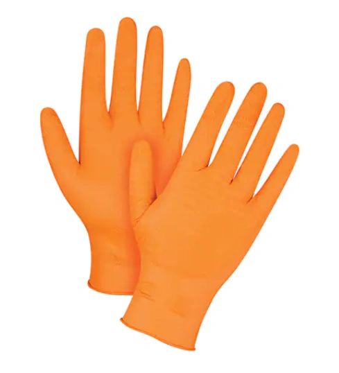 SGY265 Gloves, Gripper - Nitrile, 7-mil THICK x 9.5L" Powder-Free, Orange Maximum Wet/Dry Grip Puncture Tear Resistance ZENITH (MED-2XLR) 100/BOX Non-Medical