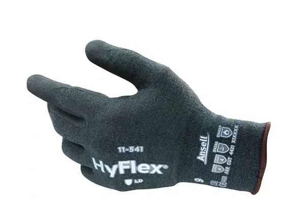 SGL256 Gloves, Ansell HyFlex® 11-541 Cut-Resistant, 18 Gauge, Nitrile Coated, Nylon/Kevlar®/Spandex Shell, ASTM ANSI Level A4/EN 388 Level 4/EN 388 Level D Series #11541 (SZ 6-11)