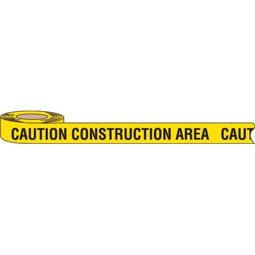 SAB538 BARRICADE TAPE "Caution Construction Area" 3"x1000' ENGLISH Black on Yellow Distancing