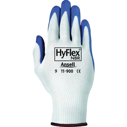 SAW979 Hyflex® NITRILE PALM, KNIT BACK NYLON - Oil & Abrasion Resistant #11-900 Gloves, (Sz's 6-10) ANSELL