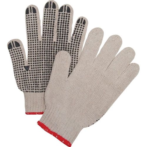 SEE938 PVC, DOTTED - Excellent Grip Gloves: SINGLE SIDE NATURAL POLY/COTTON GLOVES (XS-XL) ZENITH