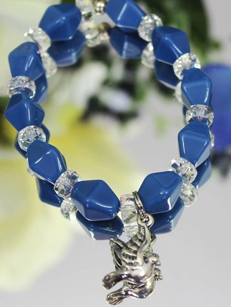 Blue Bead Dove Stretch Bracelet