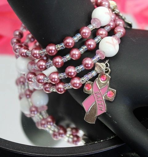 Faith & Hope Pink Ribbon Rosary Bracelet