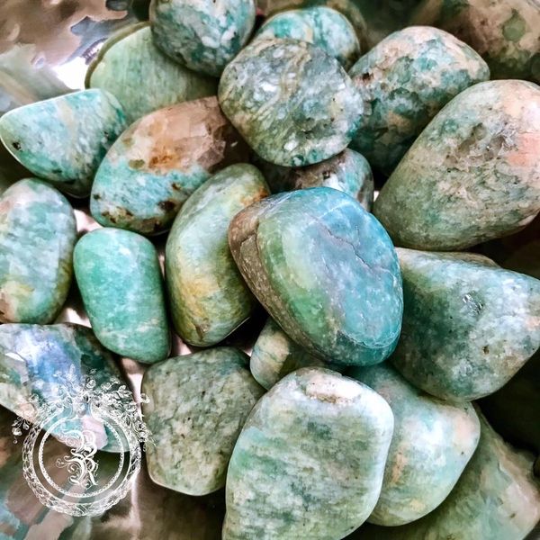 Amazonite Tumbled Gemstone Lucky Stone Of Hope Courage Truth Manifestation Harmony Blackthorn And Rose Olde World Witchery Boutique And Botanicals