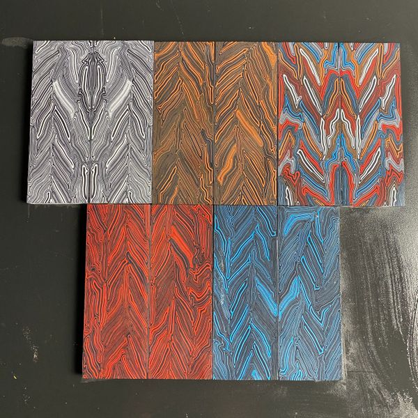 Damascus Pattern G10 Scales - 5 x 1.85 x .30"