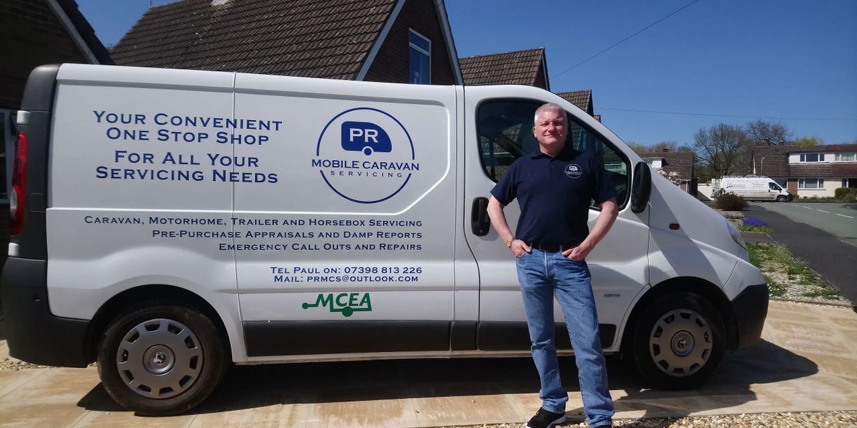 PR Mobile Caravan Servicing van & engineer Paul.