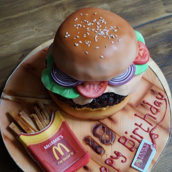 novelty burger cake