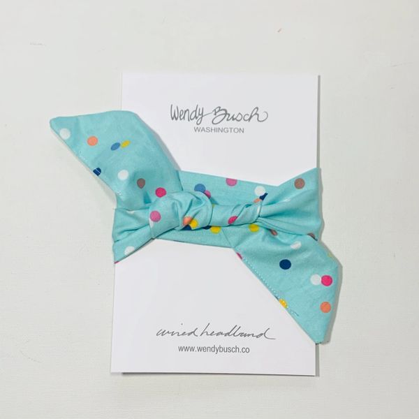 Aqua with rainbow dots