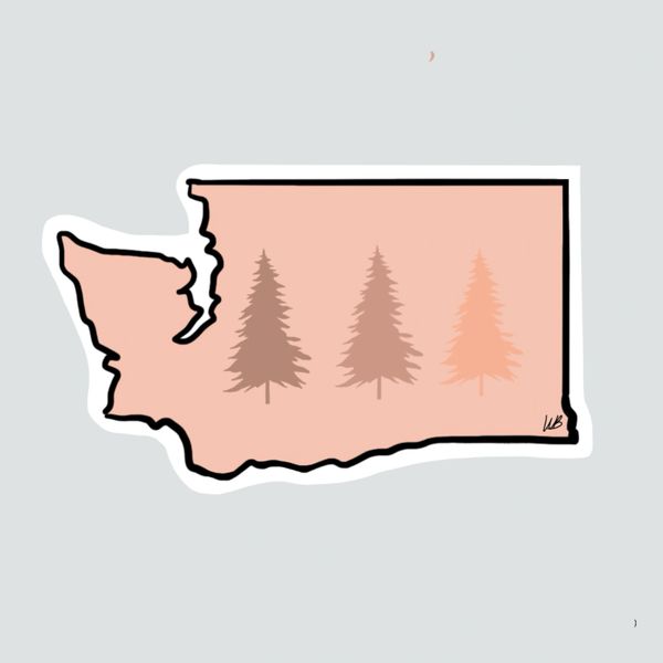 WA State shape w/ trees- nudes