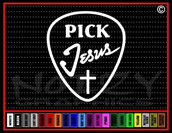 Pick Jesus (guitar) Vinyl Decal / Sticker