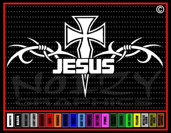 Cross Tribal #3 Jesus Vinyl Decal / Sticker