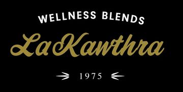 Black with gold letter logo image of LaKawthra Wellness Blend.