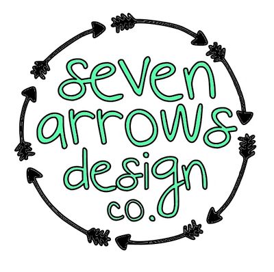 Seven Arrows Design Co circle logo in mint and black