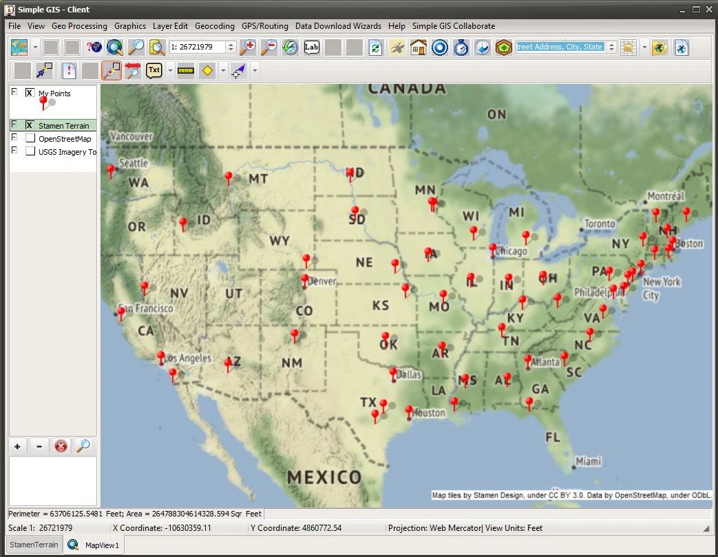 Mapping addresses from Excel spreadsheet in Simple GIS Client