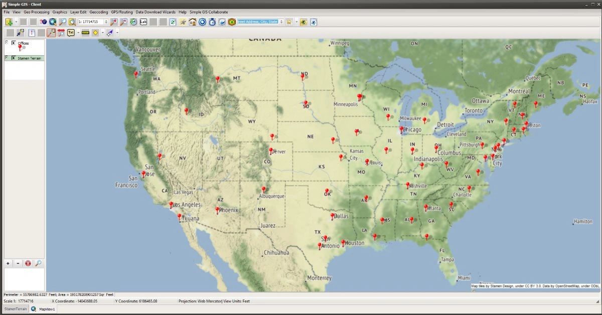 Mapping addresses from Excel spreadsheet in Simple GIS Client Software
