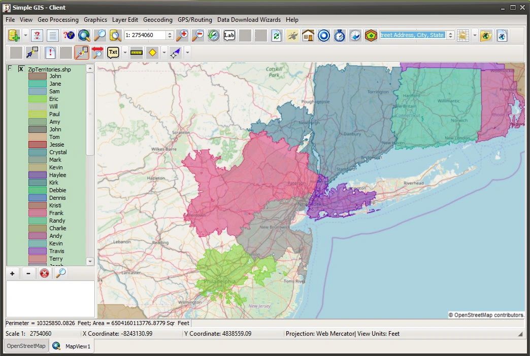 Territory Mapping in Simple GIS Client