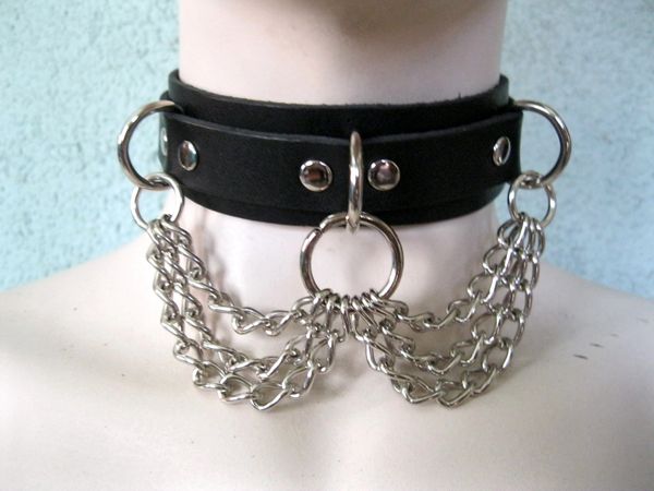 Choker 4C Leather and Chain Choker