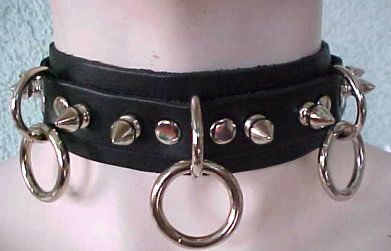 Spiked Bondage Choker With Three O Rings 13CS